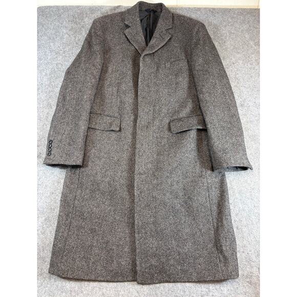 Brooks Brothers 346 Other - Brooks Brothers 346 Herringbone Tweed Trench Overcoat Men 42R Gray Deadstock New